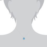 Ciondolo con montatura a pera in argento sterling con giada blu da 3,35 ct e topazio da 0,64 ct su catena