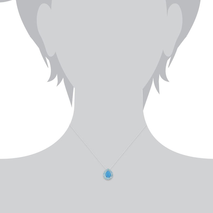 Ciondolo con montatura a pera in argento sterling con giada blu da 3,35 ct e topazio da 0,64 ct su catena
