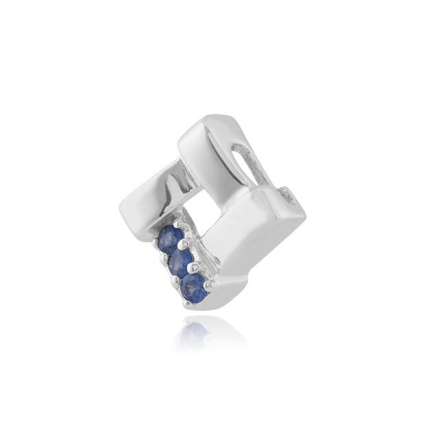 Ciondolo croce quadrata classica in argento 925 con tre zaffiri