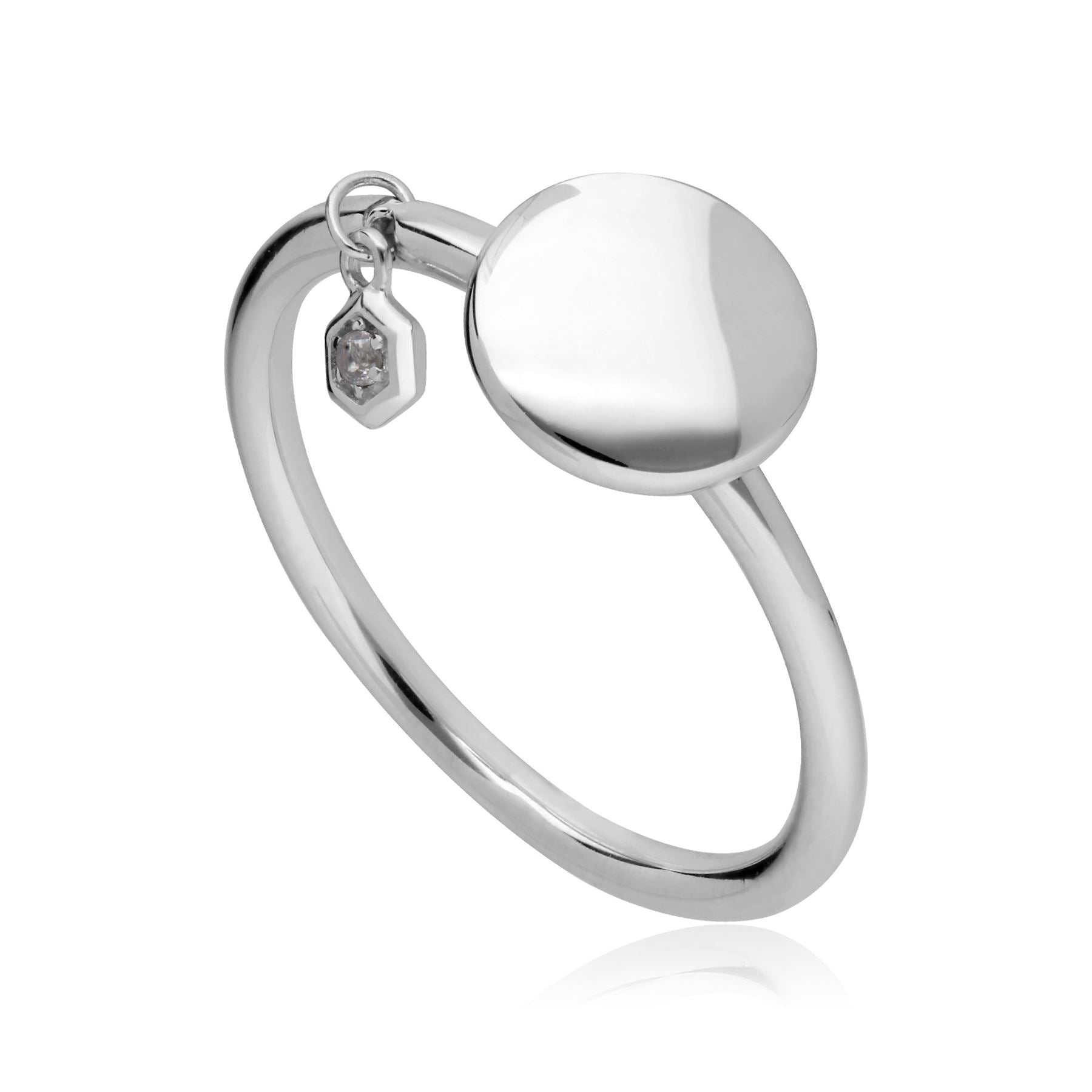 White Topaz Engravable Ring in Sterling Silver
