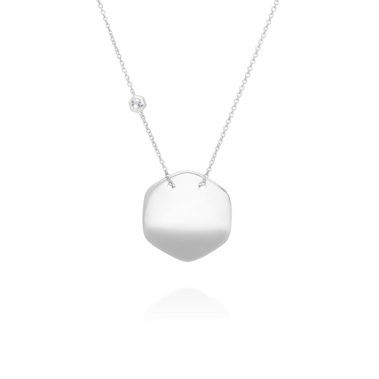 Collana in argento 925 con topazio bianco incisa