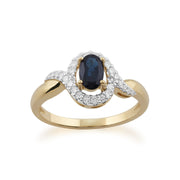Anello Gemondo con zaffiro, anello in oro giallo da 9 ct con zaffiro da 0,63 ct e diamante - Zaffiro