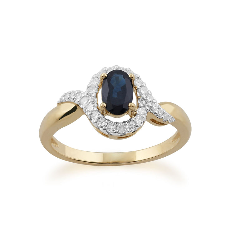 Anello Gemondo con zaffiro, anello in oro giallo da 9 ct con zaffiro da 0,63 ct e diamante - Zaffiro