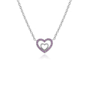 Collana con zaffiro rosa, PENDENTE CUORE CON ZAFFIRO rosa in argento sterling su catena da 45 cm