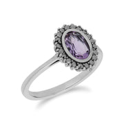 Anello Gemondo con ametista, anello in argento sterling con ametista e marcasite - Ametista