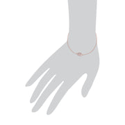 Bracciale ovale in quarzo rosa placcato oro rosa da 19 cm in argento sterling placcato oro rosa
