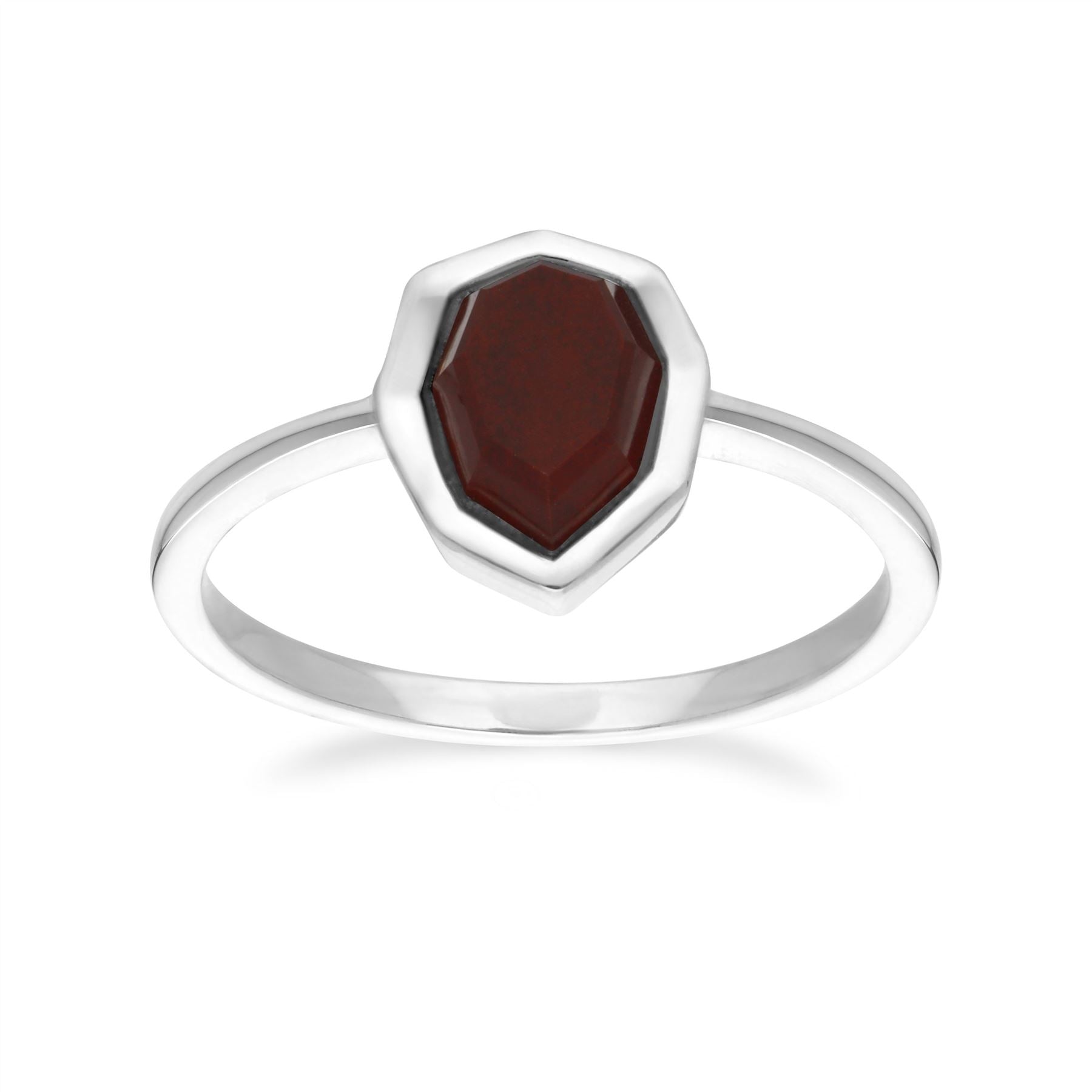 Irregular B Gem Red Jasper Ring in 925 Sterling Silver Front