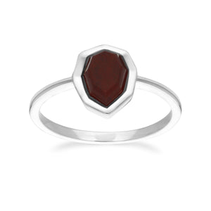 Irregular B Gem Red Jasper Ring in 925 Sterling Silver Front