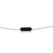 Bracciale geometrico in argento 925 con prisma esagonale in onice nero