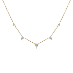 White Topaz Love Heart Necklace in 9ct Yellow Gold