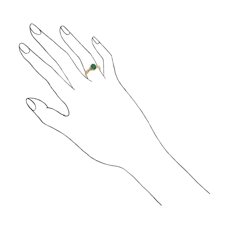 Anello Gemondo con smeraldo, oro giallo da 9 ct, anello con smeraldo e diamanti da 0,83 ct