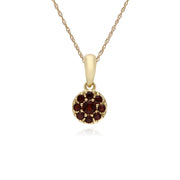 Collana pendente con granato montatura rotonda in oro giallo da 9 ct su catena da 45 cm