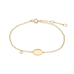 White Topaz Engravable Bracelet in Yellow Gold Plated Sterling Silver