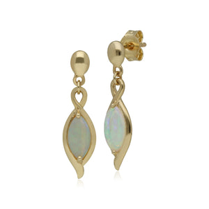 Classic Marquise Opal Drop Earrings in 9ct Yellow Gold