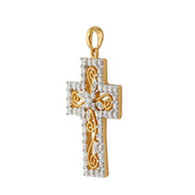 Ciondolo croce in oro giallo 750 con pavé di diamanti