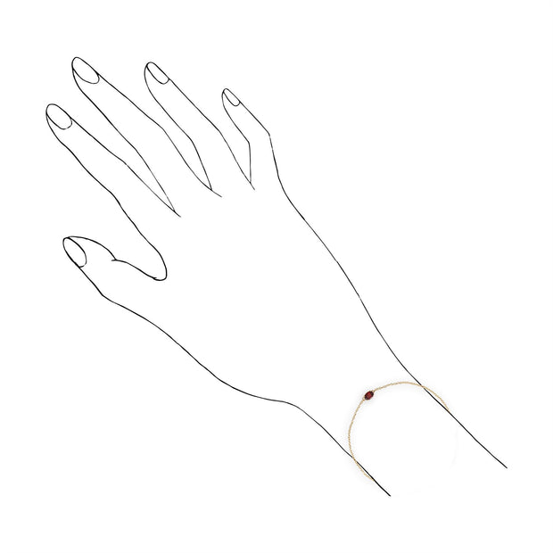 Classico bracciale ovale con granato in oro giallo 375