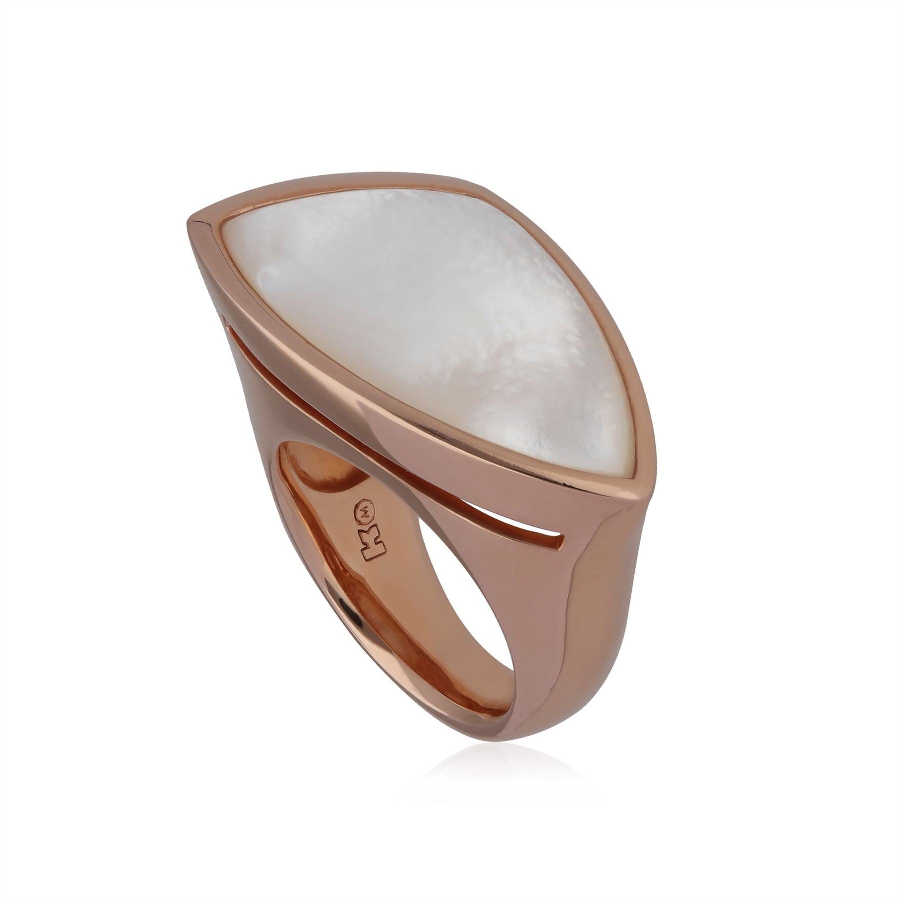 Kosmos Angular Mother of Pearl Cocktail Ring in Rose Gold Plated Sterling Silver
