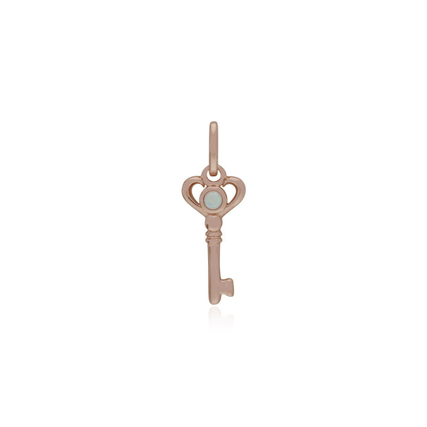 Classico pendente a chiave piccola placcato oro rosa in argento 925 con opale rotondo