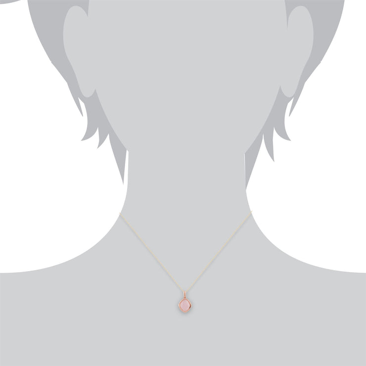 Collana pastello "Oxypetalum" al quarzo rosa in argento sterling placcato oro rosa da 9 ct