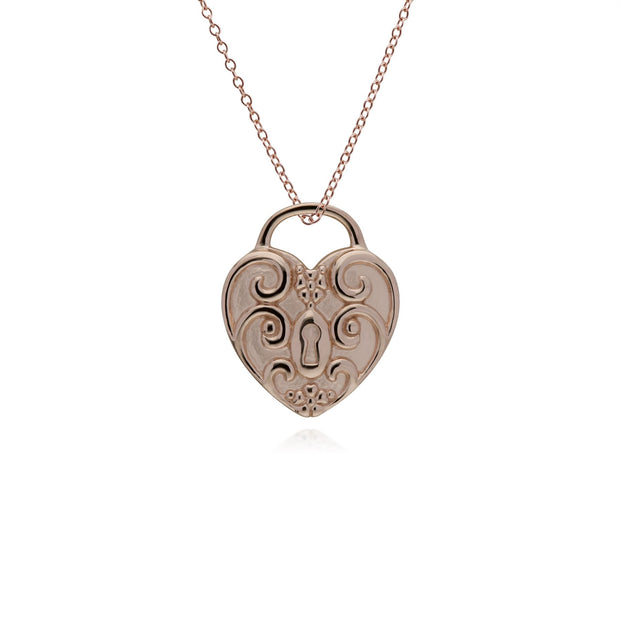 Ciondolo classico con lucchetto a cuore in argento 925 placcato oro rosa e grandi ciondoli per chiavi in ​​opale