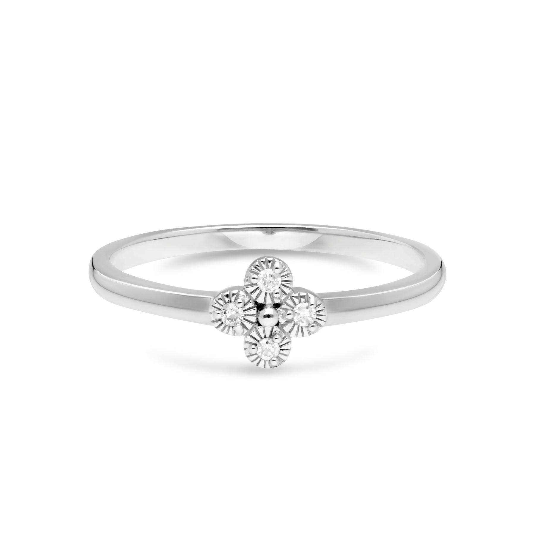 Diamond flowers ring in 9ct white gold part 2