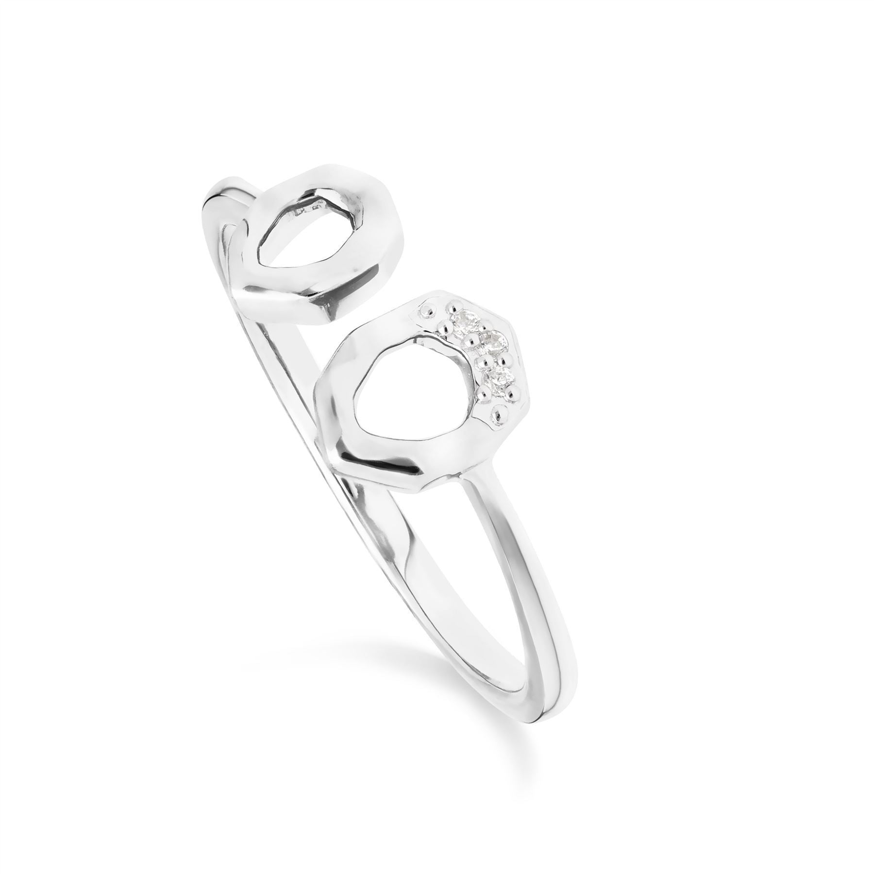 Diamond Pave Asymmetrical Ring in 9ct White Gold