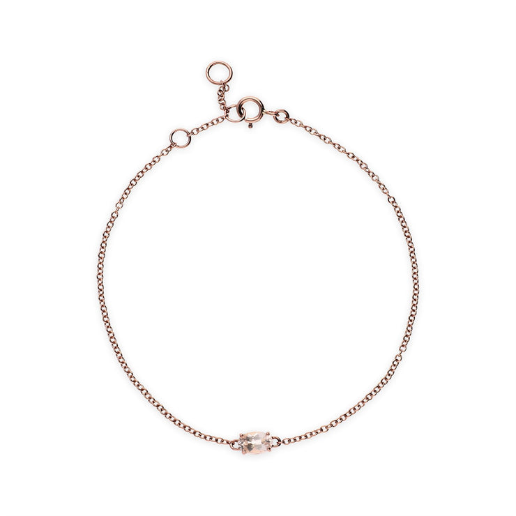 Bracciale con morganite, bracciale singolo con pietra ovale in morganite da 9 ct in oro rosa da 0,40 ct