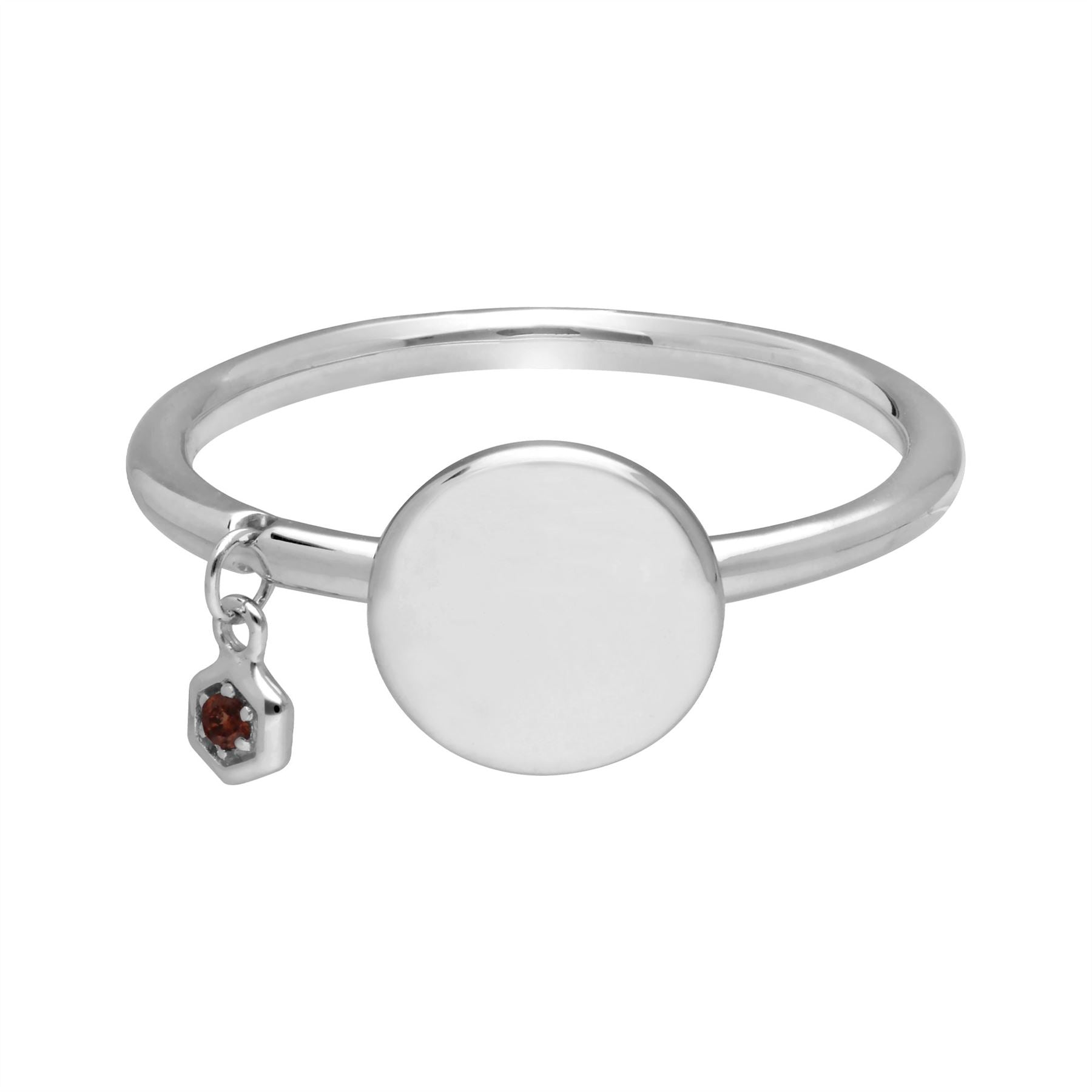 Garnet Engravable Ring in Sterling Silver