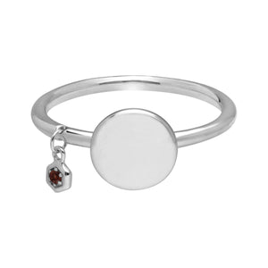 Garnet Engravable Ring in Sterling Silver