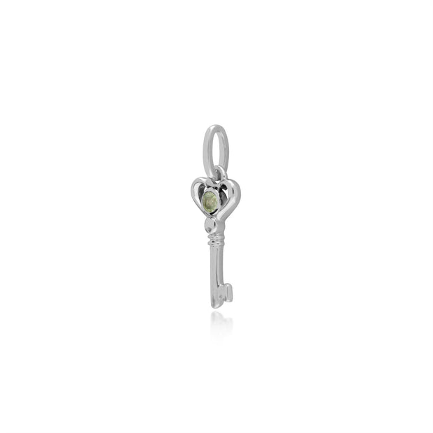 Ciondolo classico a chiave piccola in argento 925 con peridoto rotondo