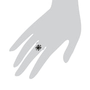 Anello Art Déco Gemondo, anello Art Déco in argento sterling 925 con onice nero e marcasite