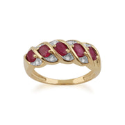 Anello in oro GIALLO da 9 ct con rubino naturale da 1,10 ct e diamanti