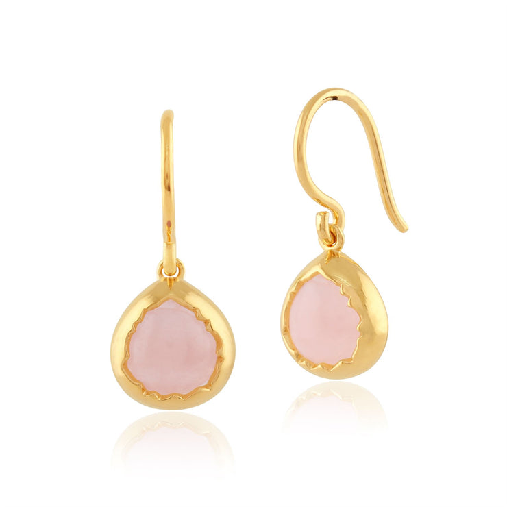 Orecchini pastello "Diantha" con quarzo rosa in argento sterling placcato oro giallo da 9 ct