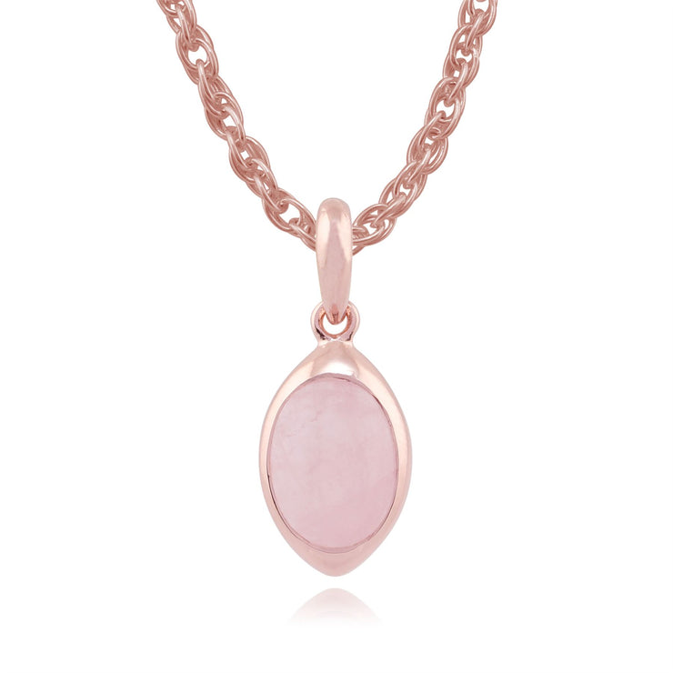 Collana Gala' con quarzo rosa pastello in argento sterling placcato oro rosa 9 ct