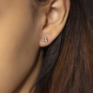 Diamond Geometric Trilogy Stud Earrings in 9ct Rose Gold