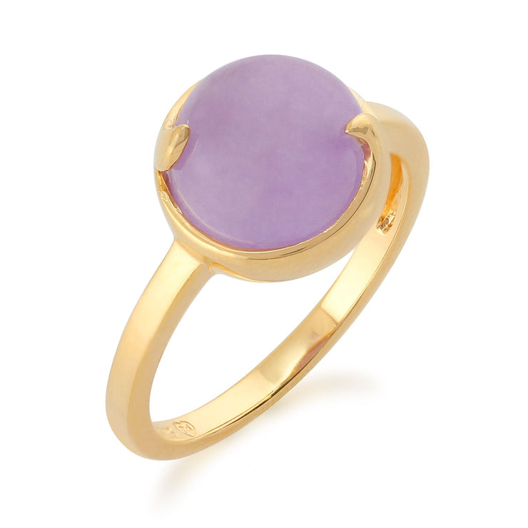 Anello in Argento 925 Placcato Oro Giallo Giada Pastello Lavanda 'Vita'