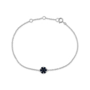 Bracciale floreale in stile grappolo di zaffiri in oro bianco 375