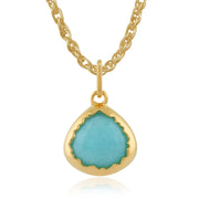 Orecchini pendenti e pendenti Boho in argento 925 placcato oro giallo con montatura a pera con amazzonite