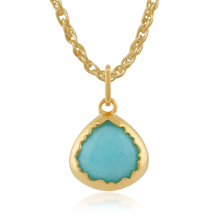 Orecchini pendenti e pendenti Boho in argento 925 placcato oro giallo con montatura a pera con amazzonite