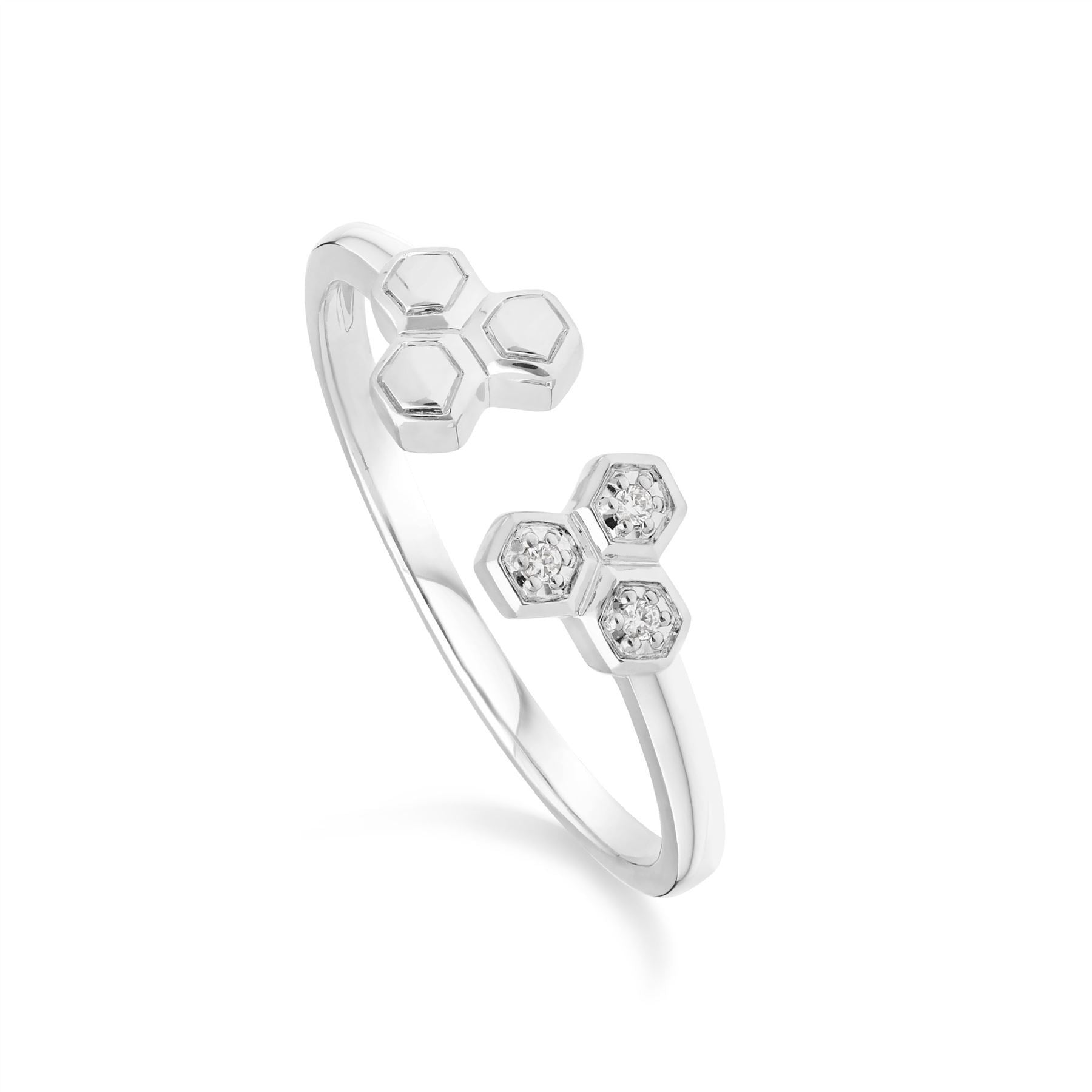 Diamond Trilogy Ring & Stud Earring Set in 9ct White Gold