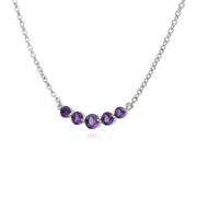 Collana in argento sterling con cinque pietre di ametista e gradiente rotondo da 45 cm