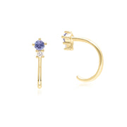 Orecchini a cerchio classici e moderni in oro giallo da 9 ct con tanzanite e diamanti