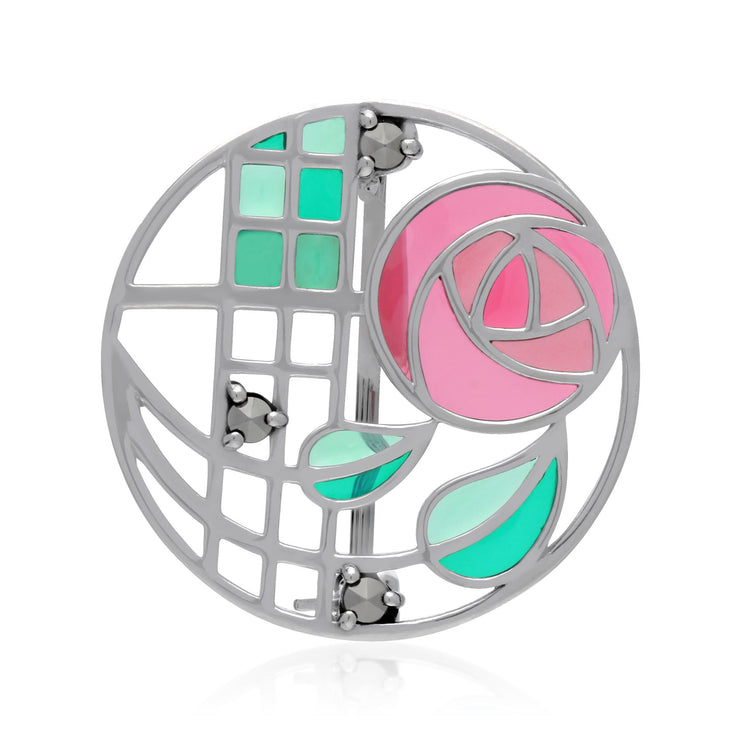 Spilla MARCASSITE, spilla in stile Art Nouveau Marcasite Rennie Mackintosh in argento sterling