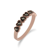 Gemondo Anello da donna con design a cuore Half Eternity in argento sterling placcato oro rosa con marcasite - 0