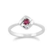 Anello con rubino Gemondo, anello quadrato con rubino incrociato in argento sterling 925 da 0,14 ct