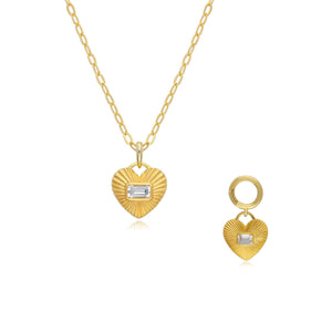Queen of Hearts White Topaz Necklace & Pet Tag Set