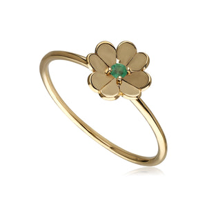 Gardenia Anello Smeraldo Quadrifoglio
