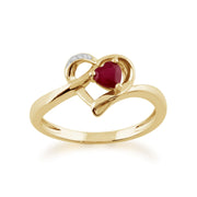 gemondo ANELLO CON RUBINO, oro giallo da 9 ct, anello a cuore con rubino e diamanti da 0,29 ct, ct
