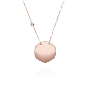 White Topaz Engravable Necklace in Rose Gold Plated Sterling Silver