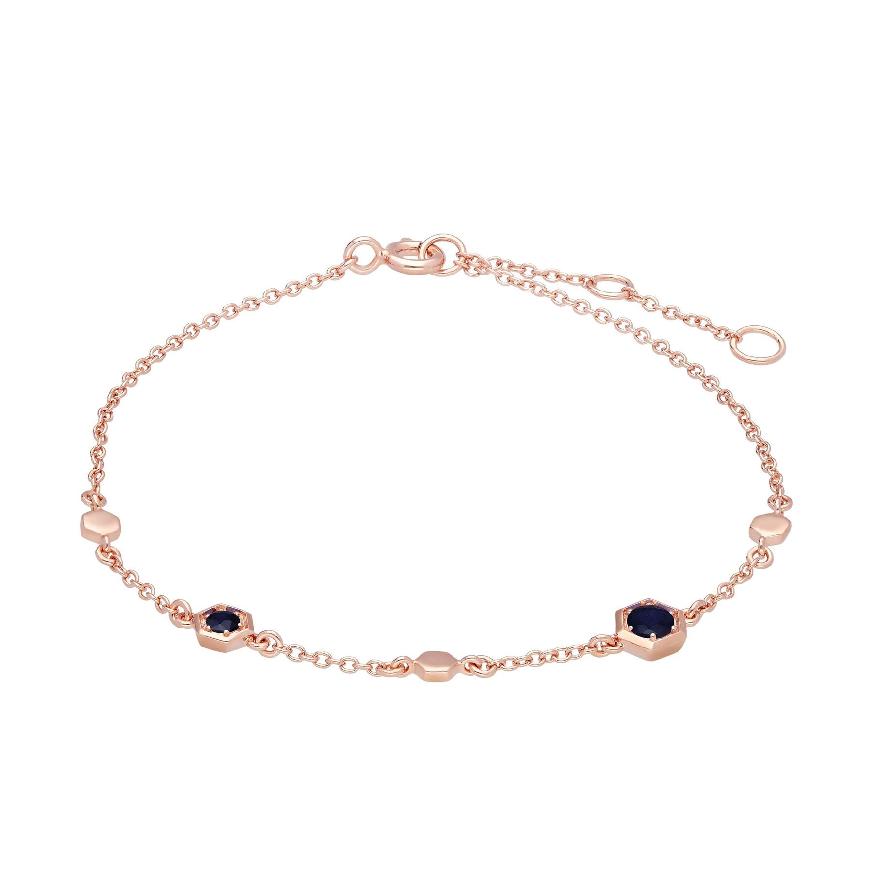 Gemondo Honeycomb Sapphire Link Bracelet in 9ct Rose Gold